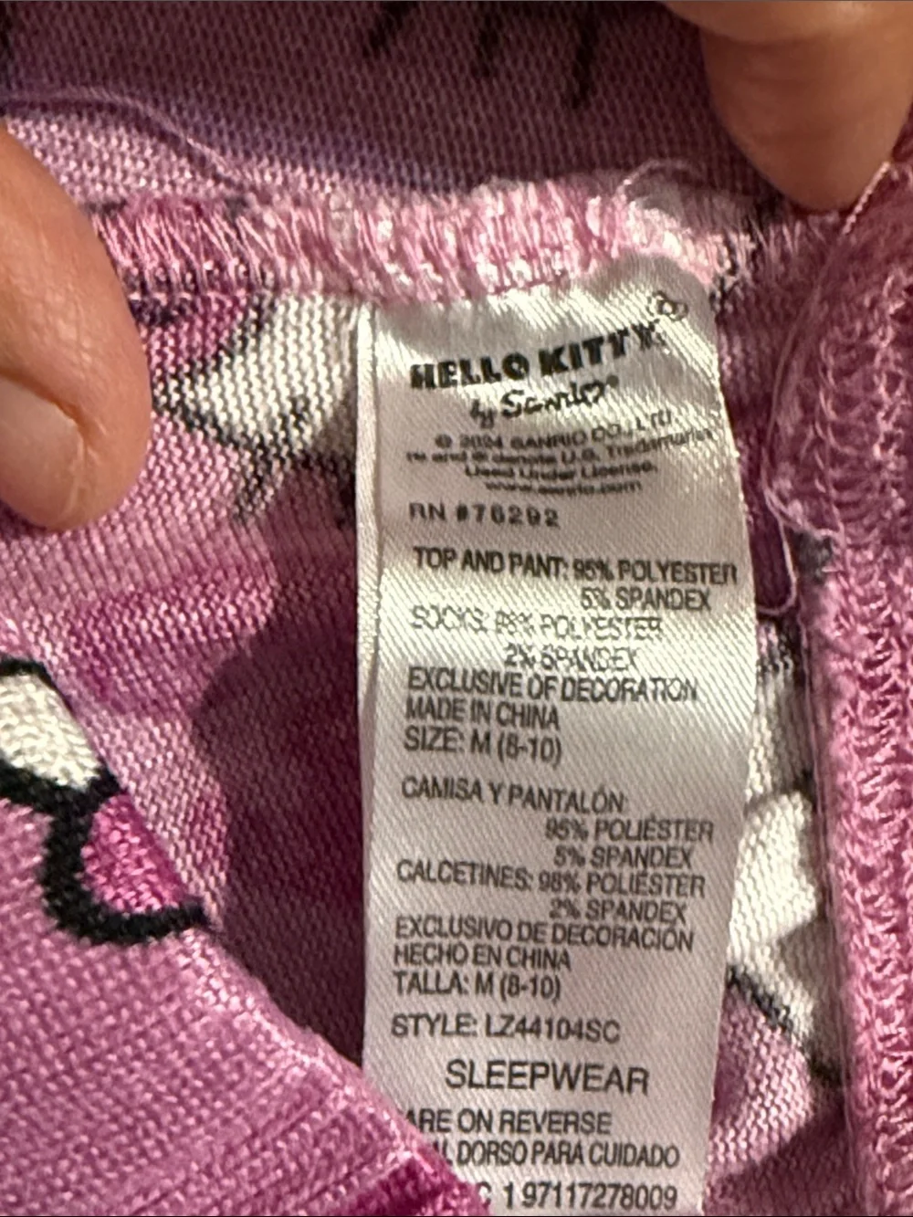 Hello Kitty Pink Allover Print Fleece Pajama Pants Sz M 8-10